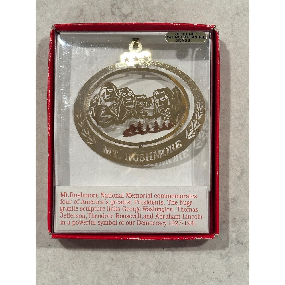 Collector Ornament Mount Rushmore Brass and 25kt gold laser cut ornament - Picture 4 of 5
